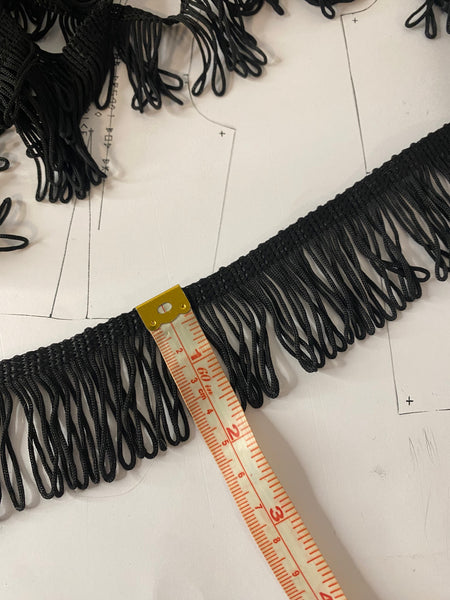 Black fringe trim 3m destash